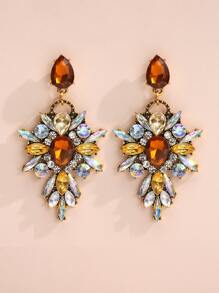 1pair Crystal Drop Earrings - Champagne - View 2