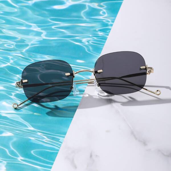 

Geometric Lens Rimless Sunglasses
