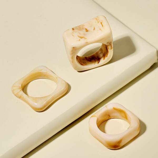 

3pcs Simple Ring, Beige