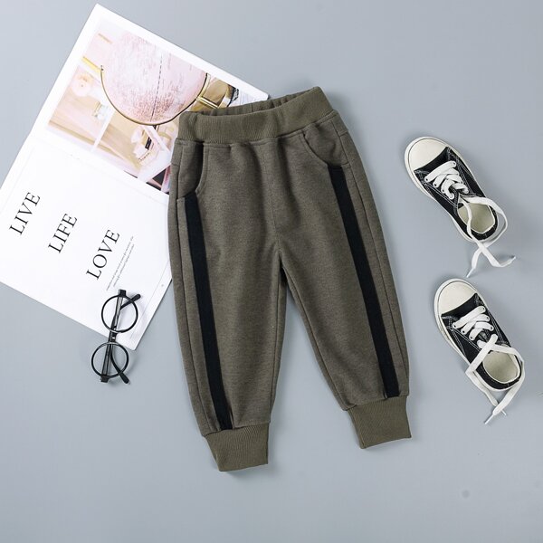 

Toddler Boys Contrast Tape Sweatpants, Army green
