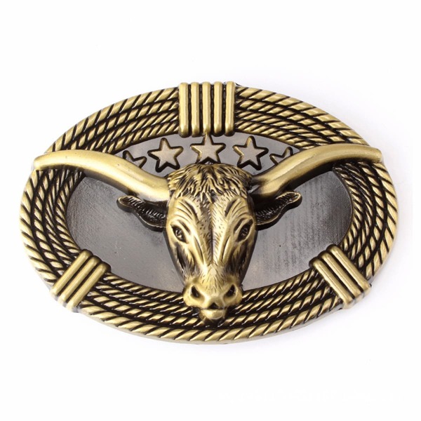 

Men Animal Head Decor Belt Buckle, Bronze