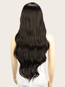 Natural Long Curly Wig - Chocolate Brown - View 2