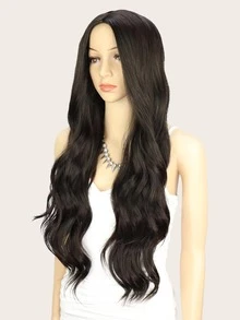 Natural Long Curly Wig - Chocolate Brown - View 3