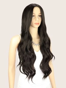 Natural Long Curly Wig - Chocolate Brown - View 4
