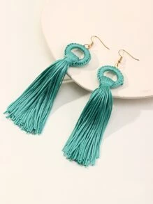 NAIZHU 1 đôi Phong cách Bohemian Hình học Váy rộng Hình dạng Nhiều màu Tua Hoa tai Đối với phụ nữ , Hoàn hảo Đối với Các bữa tiệc Và - màu xanh lá - Xem 1