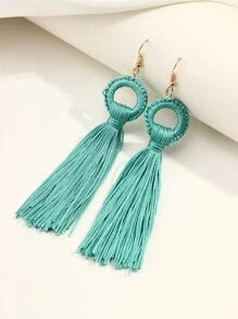 NAIZHU 1 đôi Phong cách Bohemian Hình học Váy rộng Hình dạng Nhiều màu Tua Hoa tai Đối với phụ nữ , Hoàn hảo Đối với Các bữa tiệc Và - màu xanh lá - Xem 2