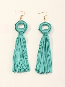 NAIZHU 1 đôi Phong cách Bohemian Hình học Váy rộng Hình dạng Nhiều màu Tua Hoa tai Đối với phụ nữ , Hoàn hảo Đối với Các bữa tiệc Và - màu xanh lá - Xem 3