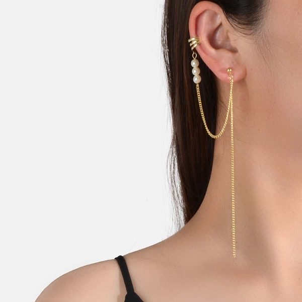 

1pc Chain Design Earring, Gold