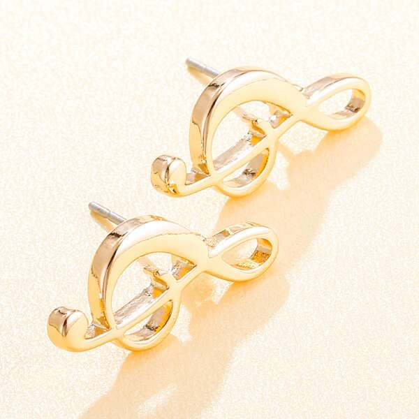 

1pair Musical Note Design Earrings, Gold
