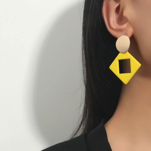 

Geo Decor Earrings, Yellow
