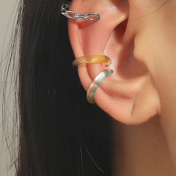

3pcs Color Block Ear Cuff, Multicolor