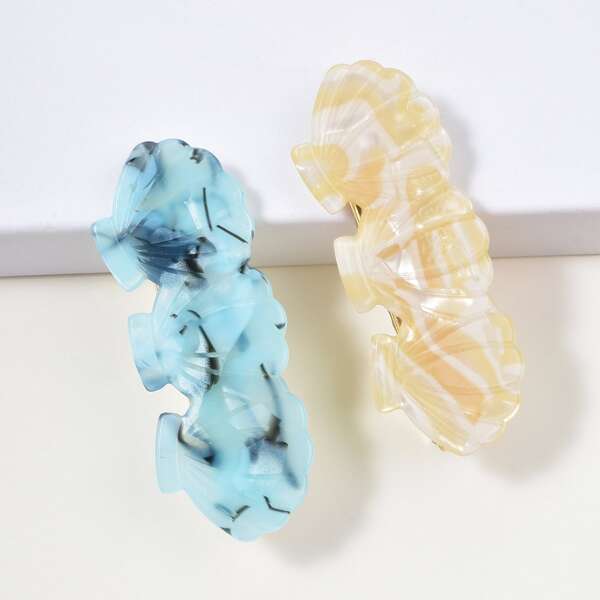 

2pcs Shell Decor Hair Clip, Multicolor