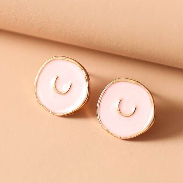 

Round Stud Earrings, Pink
