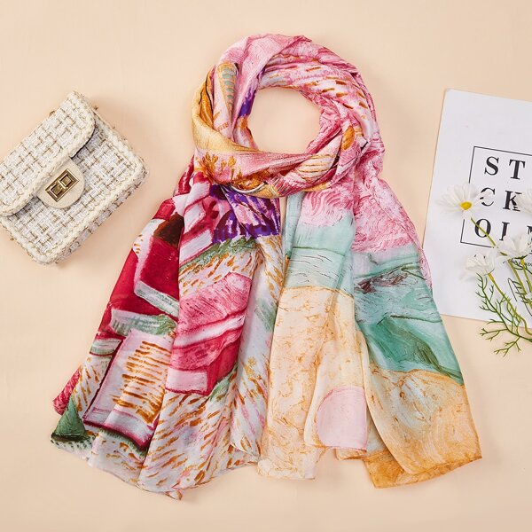 

Book Print Scarf, Multicolor
