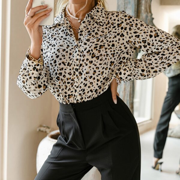 

Allover Print Button Up Blouse, Multicolor