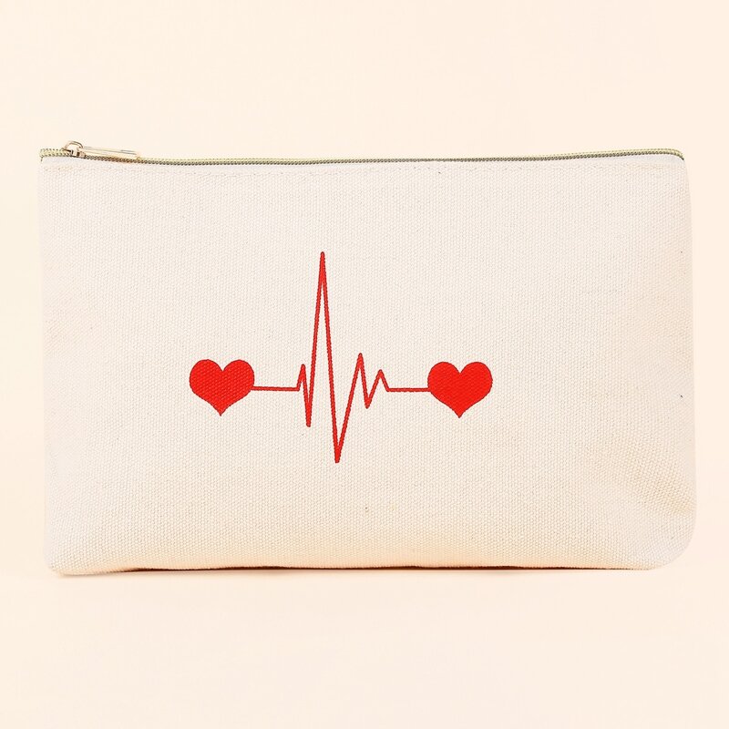 

Heart Pattern Zipper Makeup Bag, Multicolor