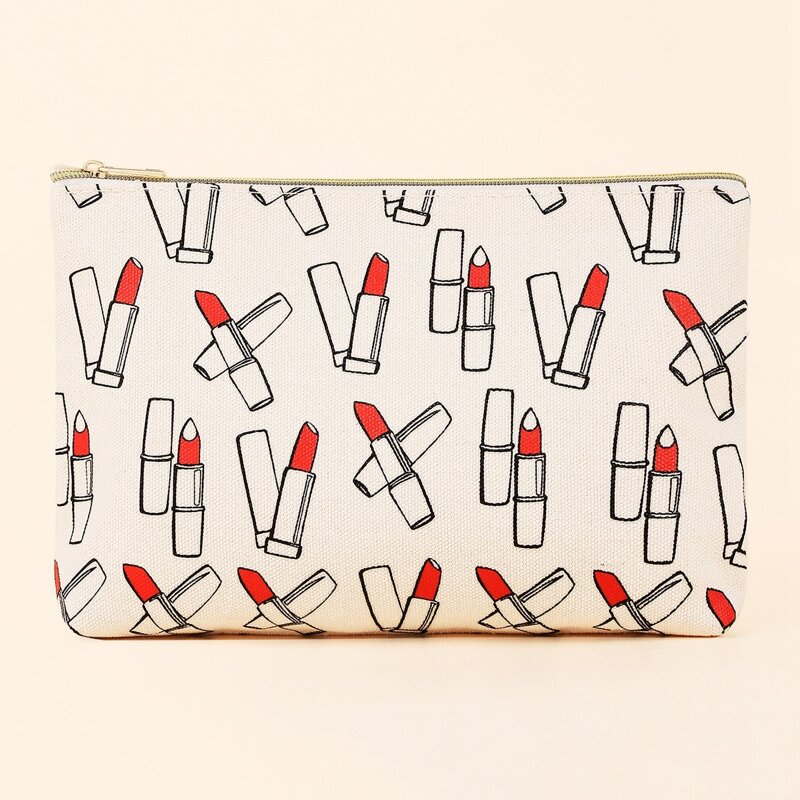 

Lipstick Pattern Zipper Makeup Bag, Multicolor