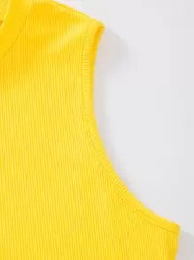 Breezaya 素色小高領羅紋針織連體衣不附帶項鍊 - 黃色 - 查看 4