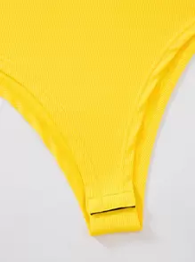 Breezaya 素色小高領羅紋針織連體衣不附帶項鍊 - 黃色 - 查看 5