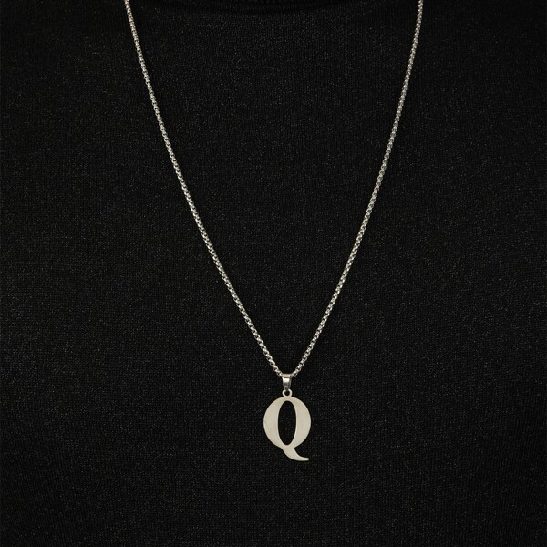

1pc Men Letter Decor Pendant Necklace, Silver