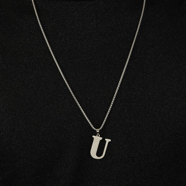 

Men Letter Pendant Necklace, Silver