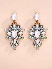 1pair Crystal Drop Earrings - White - View 2