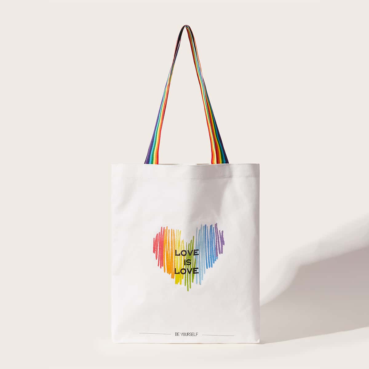 

LGBT Letter & Heart Graphic Shopper Bag, Multicolor