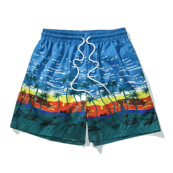 

Men Tropical Print Swim Trunks, Blue