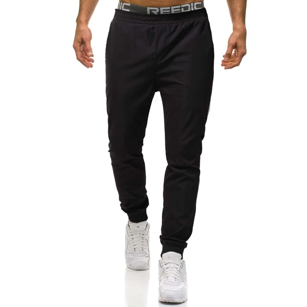 

Men Colorblock Elastic Waist Slant Pocket Pants, Black