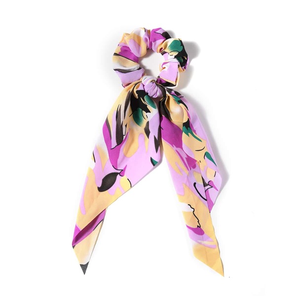 

1pc Graphic Print Scarf Hair Tie, Purple