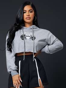 SHEIN SXY Ripped Figure Graphic Hoodie
