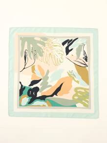 Pañuelo con estampado de hoja - Multicolor - Ver 2