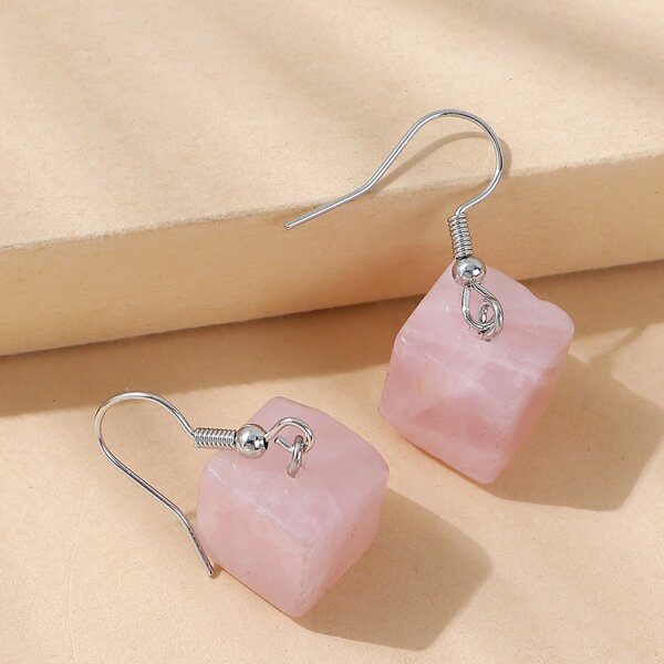 

Geo Drop Earrings, Pink