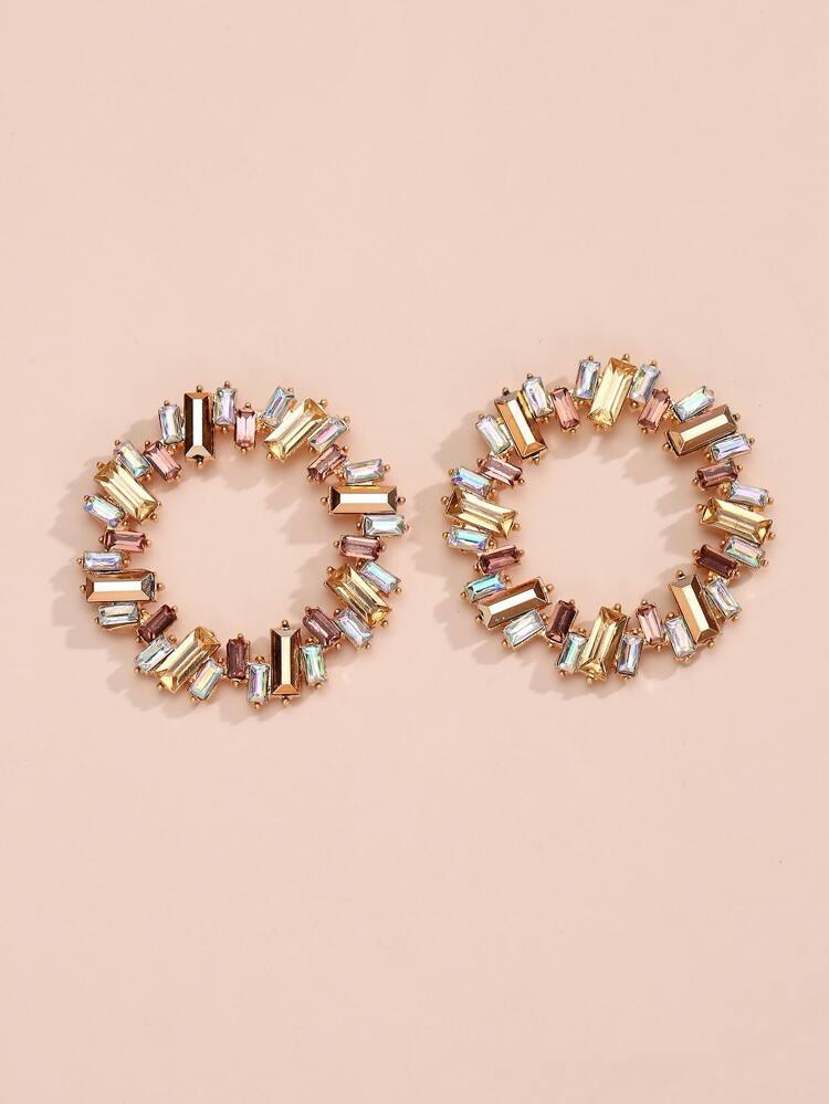 Rhinestone Round Decor Earrings