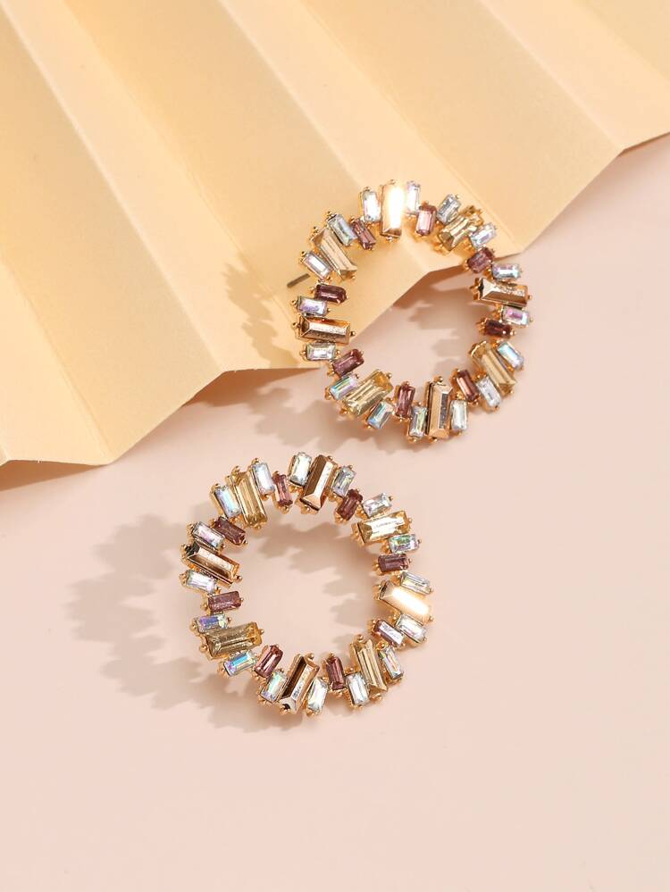 Rhinestone Round Decor Earrings