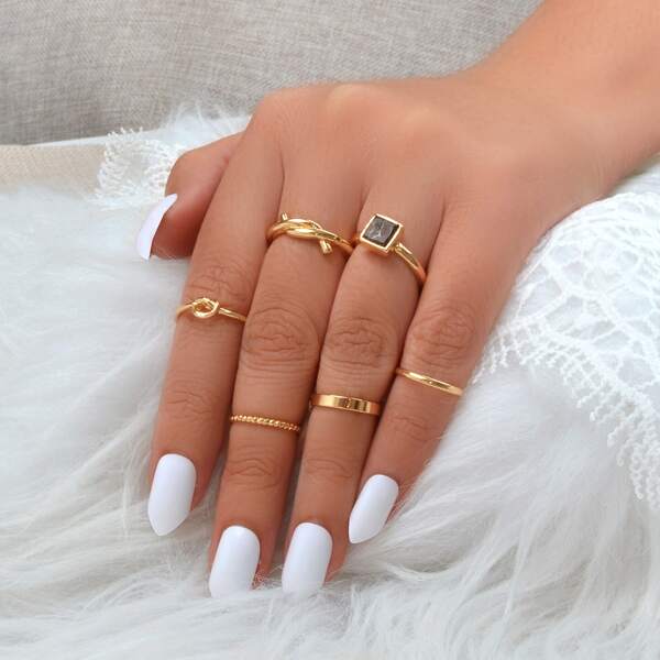 

6pcs Alloy Ring, Gold