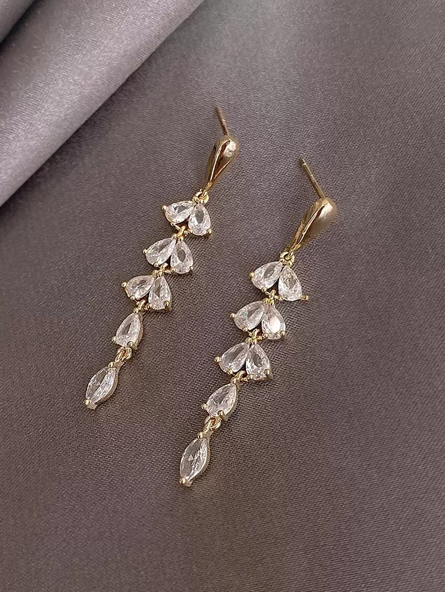 Andkiss 水鑽裝飾葉子耳墜