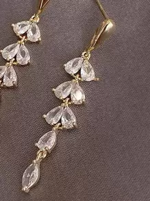 Andkiss 水鑽裝飾葉子耳墜