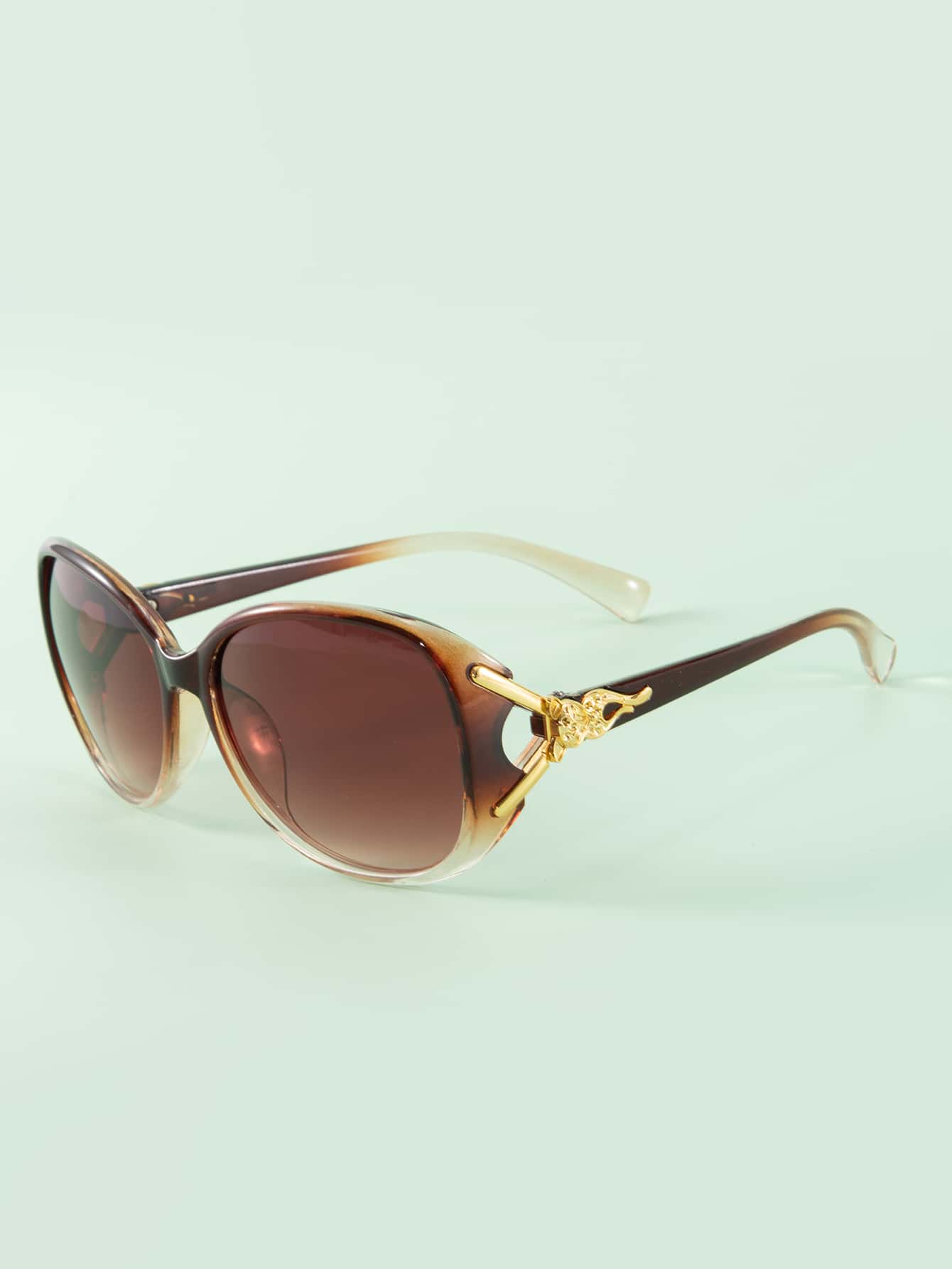 1pc Women's Fashionable Sunglasses With Fox Shaped Decoration On Round Pc Frame, Suitable For Traveling Sunglasses Beach Sun Glasses Beach Accessories For Women Sun Glasses Sunglasses Shades Basics And Suit For Sweater Jeans Sweatpants Hoodie Jackets Dress And Long Sleeve Shirt Fashionable Shade Elegant Outfit Family Outings Travel Vacation Holiday For Summer Beach Vacation,Outdoor,Travel - Coffee Brown - View 1