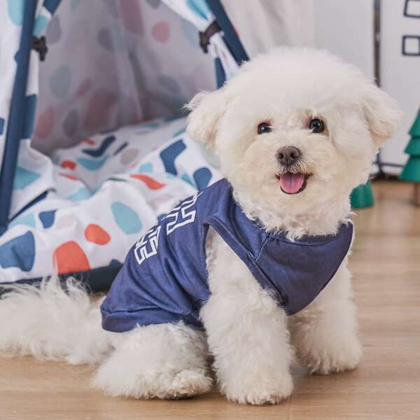 

Slogan Graphic Pet Tank, Navy blue