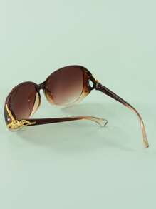 1pc Women's Fashionable Sunglasses With Fox Shaped Decoration On Round Pc Frame, Suitable For Traveling Sunglasses Beach Sun Glasses Beach Accessories For Women Sun Glasses Sunglasses Shades Basics And Suit For Sweater Jeans Sweatpants Hoodie Jackets Dress And Long Sleeve Shirt Fashionable Shade Elegant Outfit Family Outings Travel Vacation Holiday For Summer Beach Vacation,Outdoor,Travel - Coffee Brown - View 4