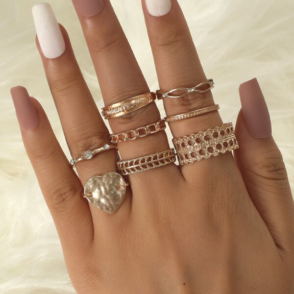 

8pcs Alloy Ring, Gold