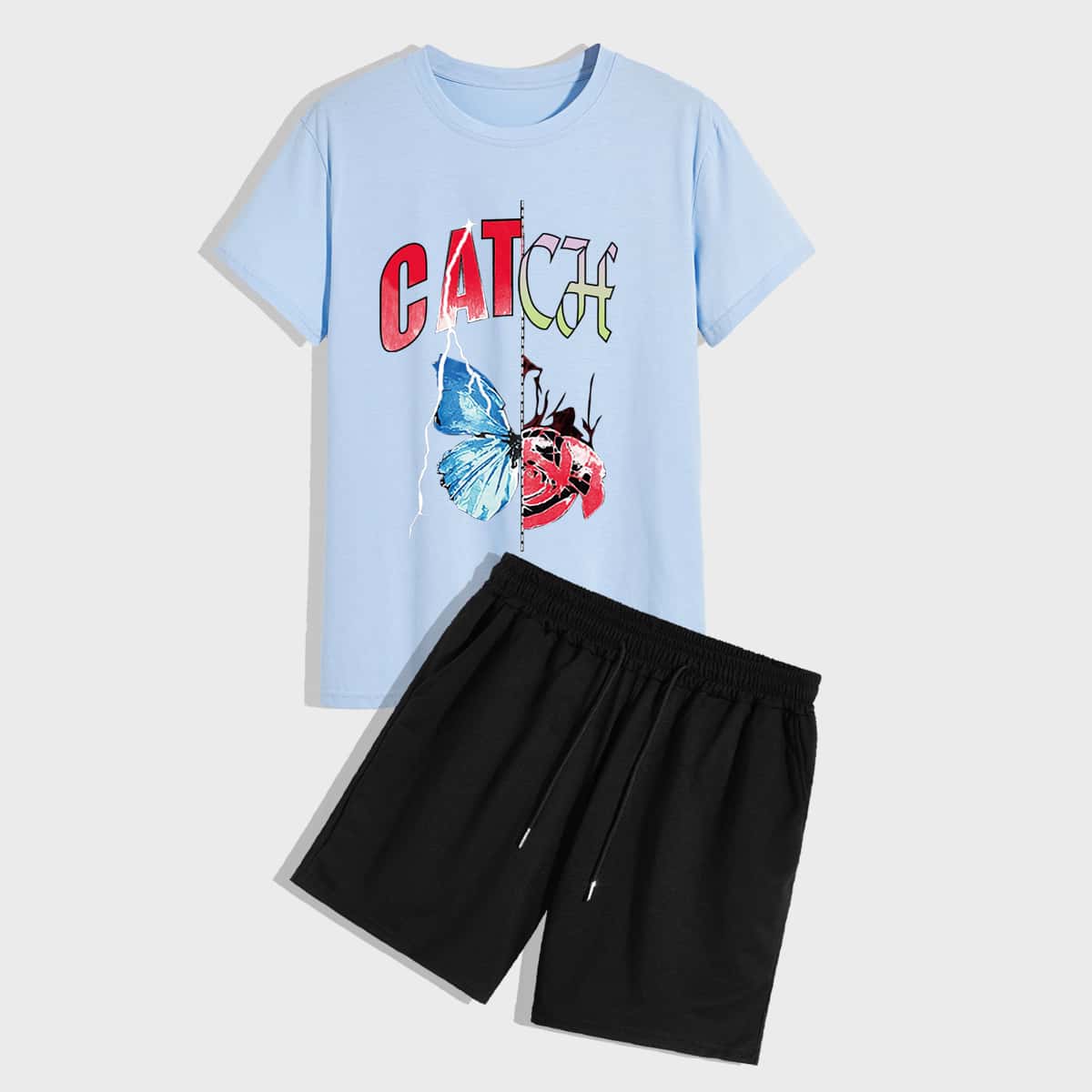 

Guys Letter Butterfly Graphic Tee & Shorts, Multicolor