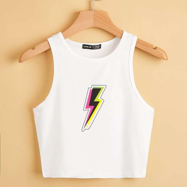 

Lightning Print Tank Top, White