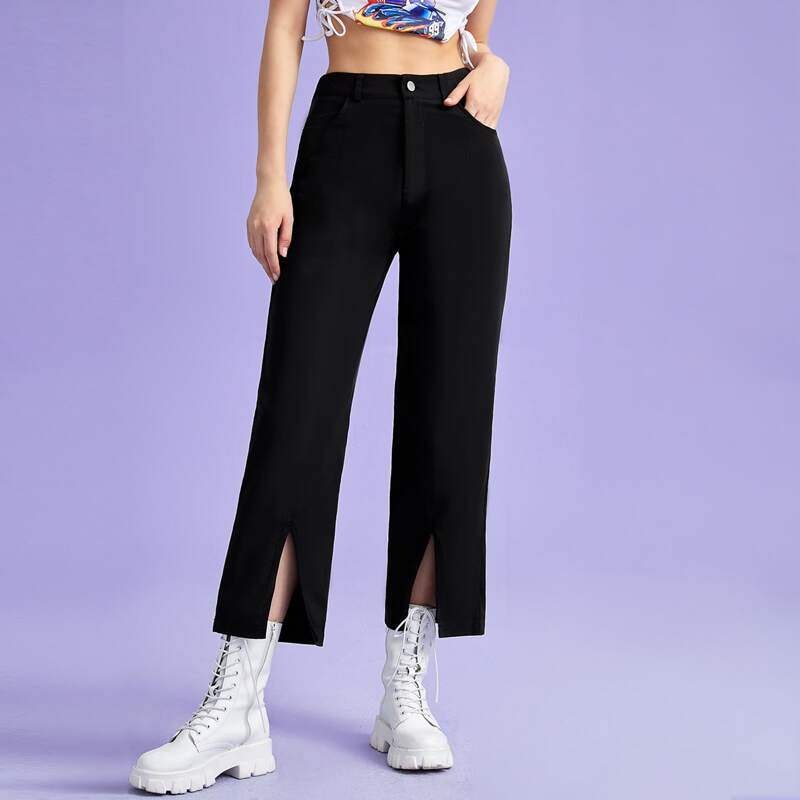 

Solid Split Pants, Black