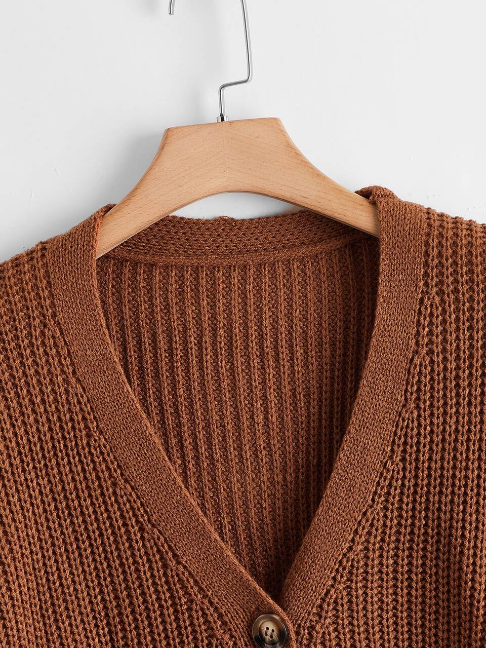 Plus Button Up Drop Shoulder Cardigan, For Winter Fall Cloth For Women Autumn