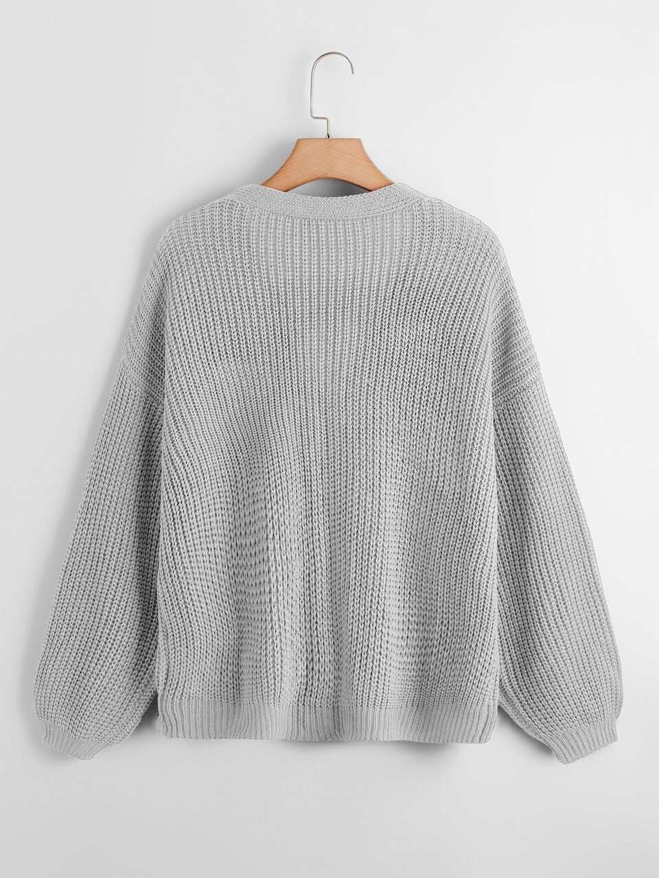 Plus Button Up Drop Shoulder Cardigan, For Winter Fall Cloth For Women Autumn