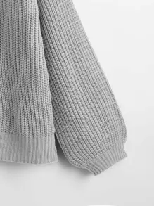 Calvaya Plus Button Up Drop Shoulder Cardigan, For Winter Fall Cloth For Women Autumn - Light Grey - View 3