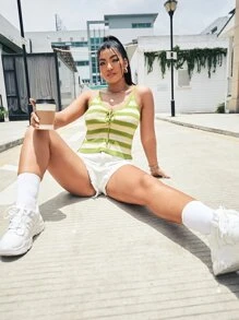 áo đan kích thước lớn Ren lên Sọc Giải trí - Nhiều màu - Xem 3