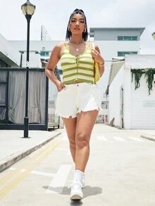 áo đan kích thước lớn Ren lên Sọc Giải trí - Nhiều màu - Xem 5